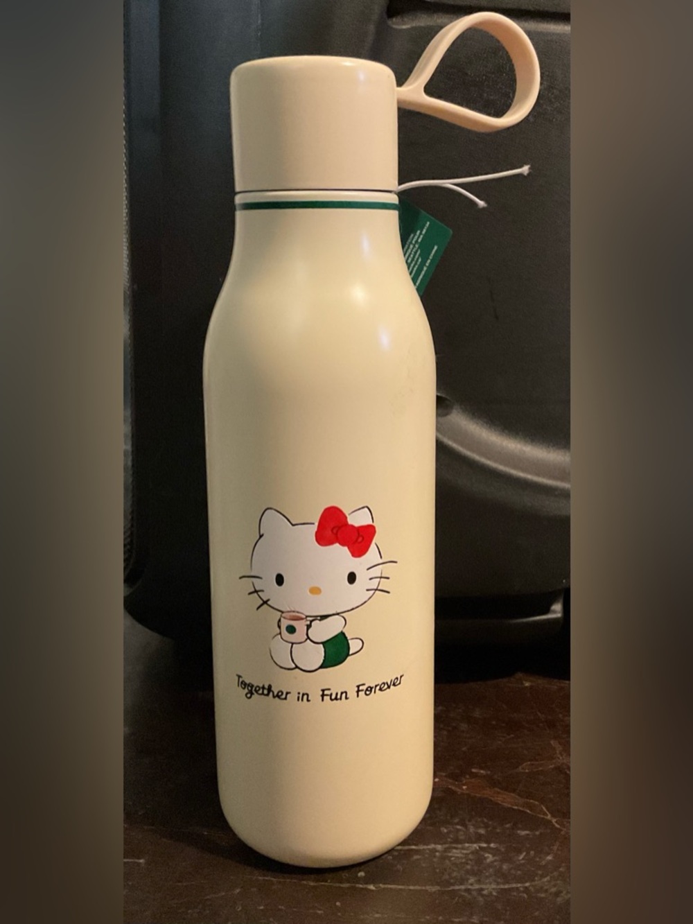 Starbucks Cream Stainless Water Bottle with Hello Kitty Accent